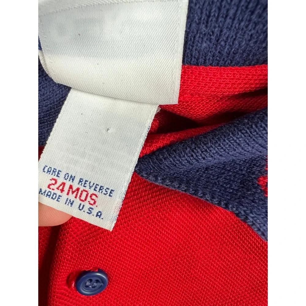 OshKosh Polo Shirt Unisex 24M Red Vintage B'gosh S/S Nautical‎ Sailor USA